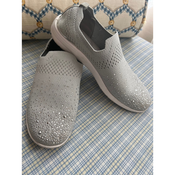 Women's Kelly & Katie Sneakers, Size 9 Gray & Silver Jeweled - Picture 1 of 5